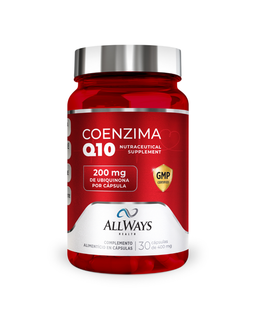 Frasco de Coenzima Q10 100mg con Vitamina E de Always Health sobre fondo blanco.