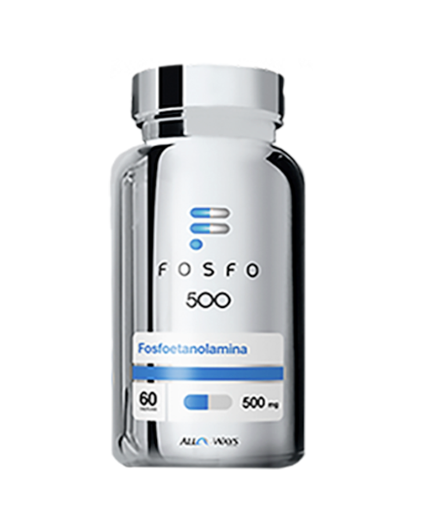 Frasco de Fosfo 500 con fosfoetanolamina de Always Health sobre fondo blanco.