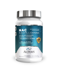 Frasco de NAC N-Acetil L-Cisteína 600mg de Always Health sobre fondo blanco.